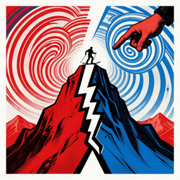 Cover art for "Slopes of Division", a dark song inspired by "Trump rips Olympic skier over remarks about representing US"