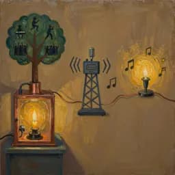 Cover art for "Copper Lines to Music", a upbeat song inspired by "The secret story of the vocoder, the military tech that changed music forever"